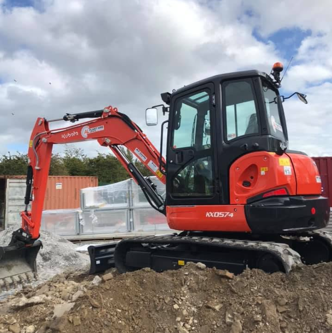 AOL Plant Hire branded excavator